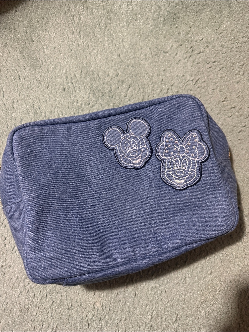 Stoney Clover Denim Large Pouch with Mickey and Minnie Patches